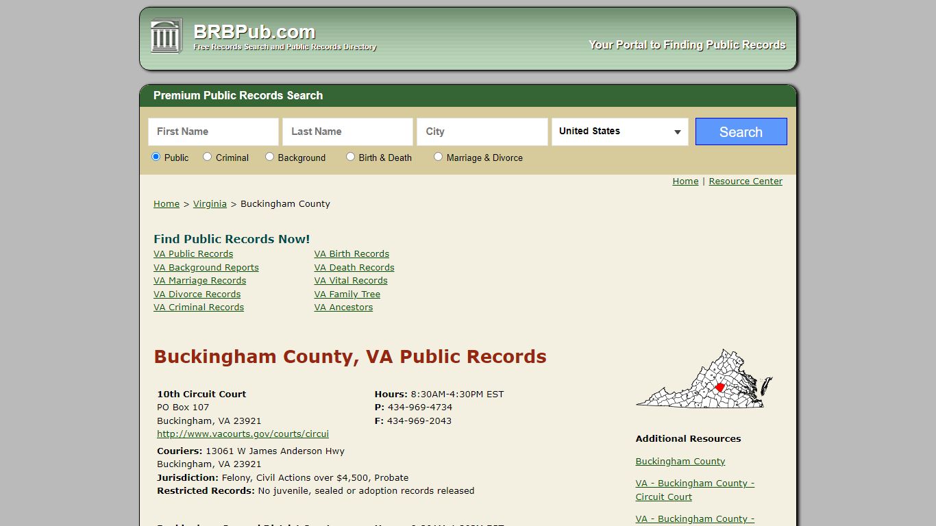 Buckingham County, VA Public Records - BRB Pub