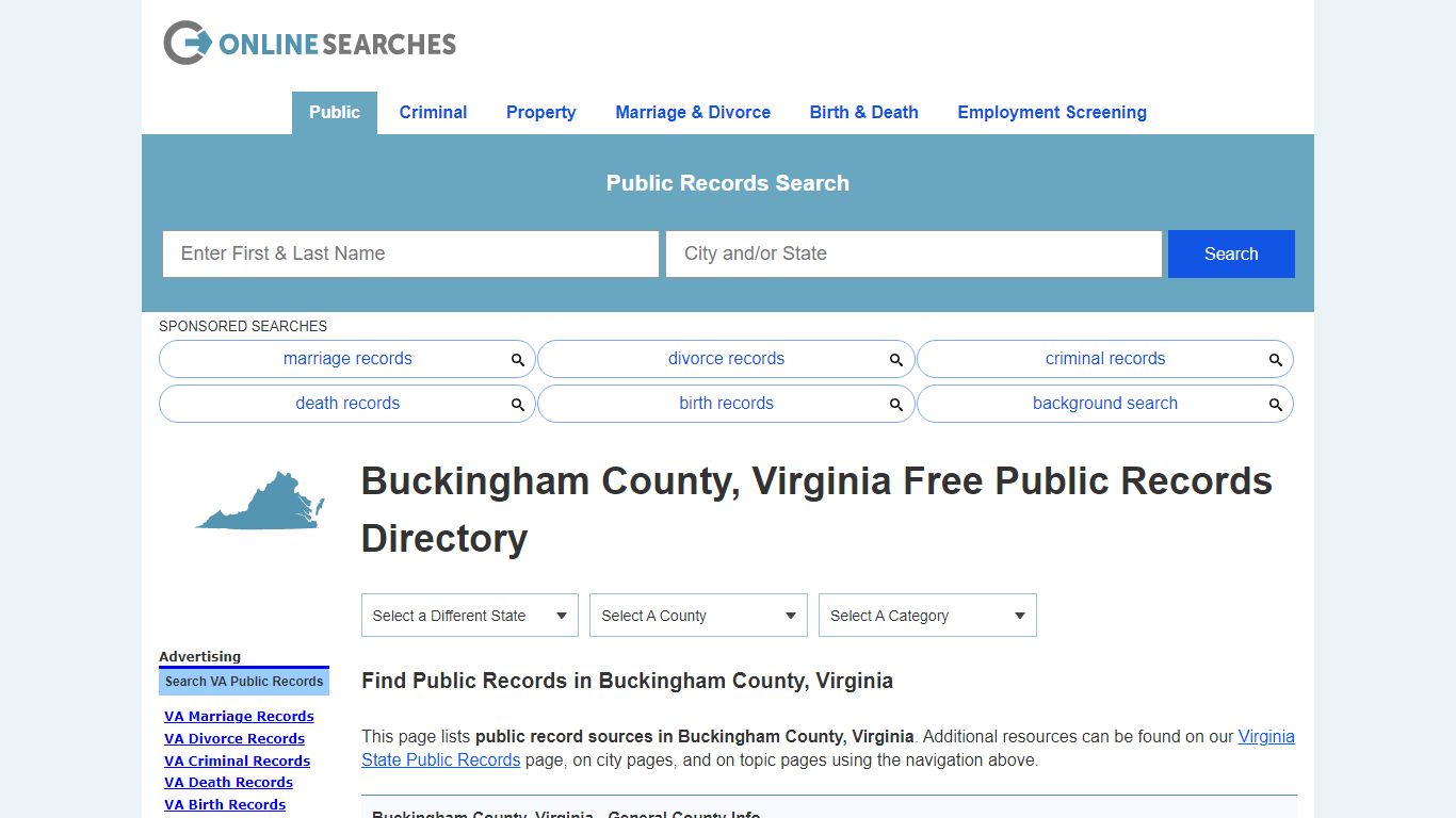 Buckingham County, Virginia Public Records Directory