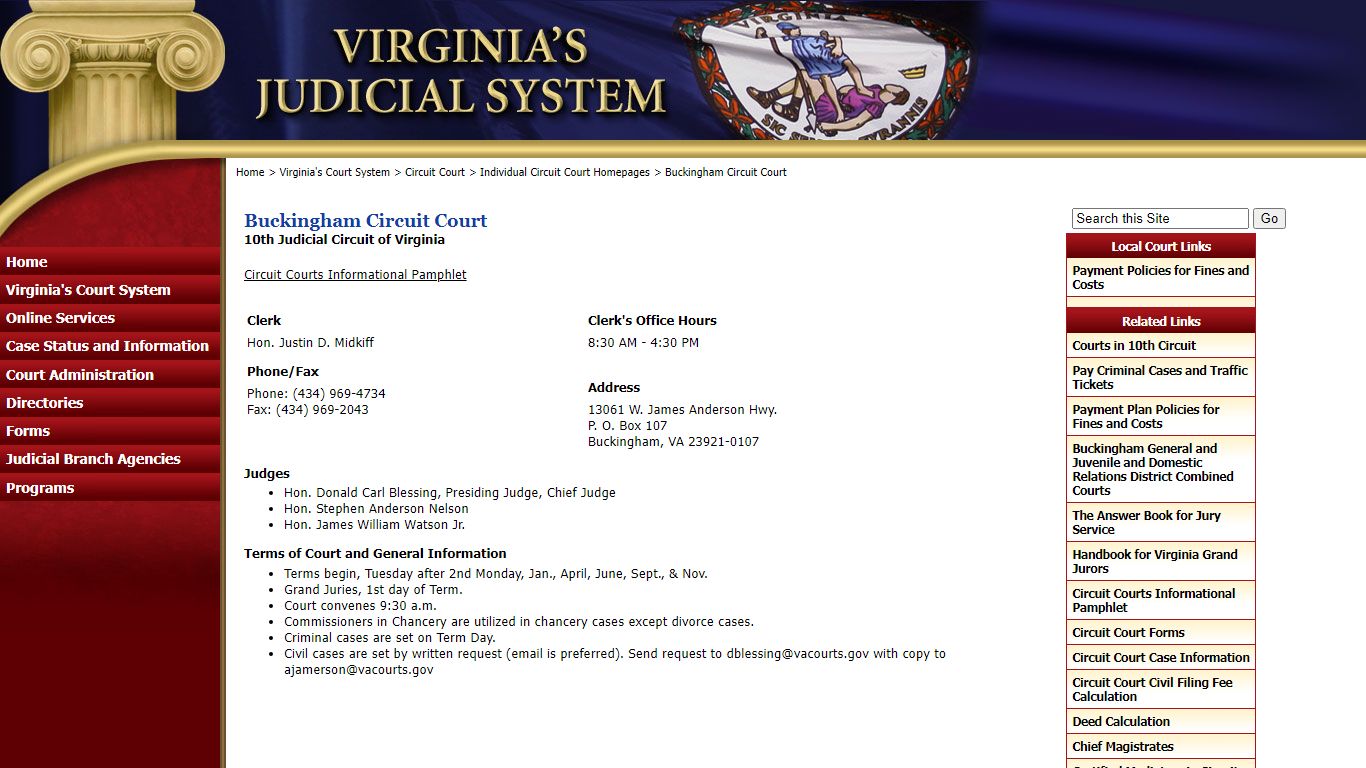 Buckingham Circuit Court - Judiciary of Virginia